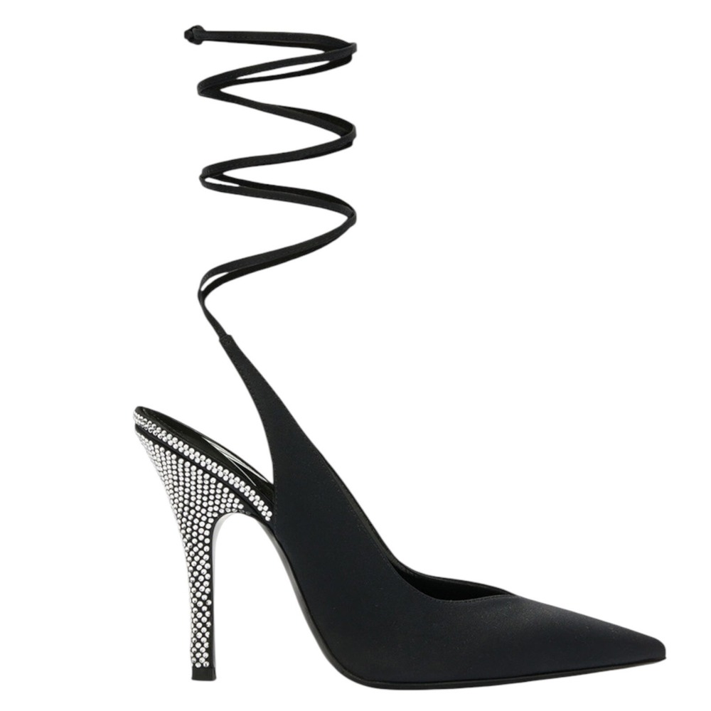 NWT The Attico Venus Slingback 105MM Heels Black And Silver Size 40.5 Black Pump
